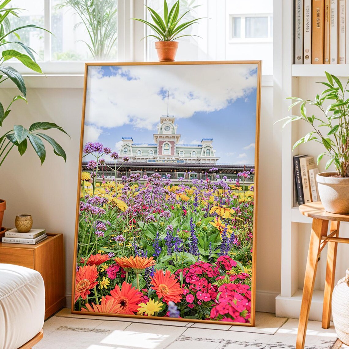 Magic Kingdom Train Station Flowers Art Print