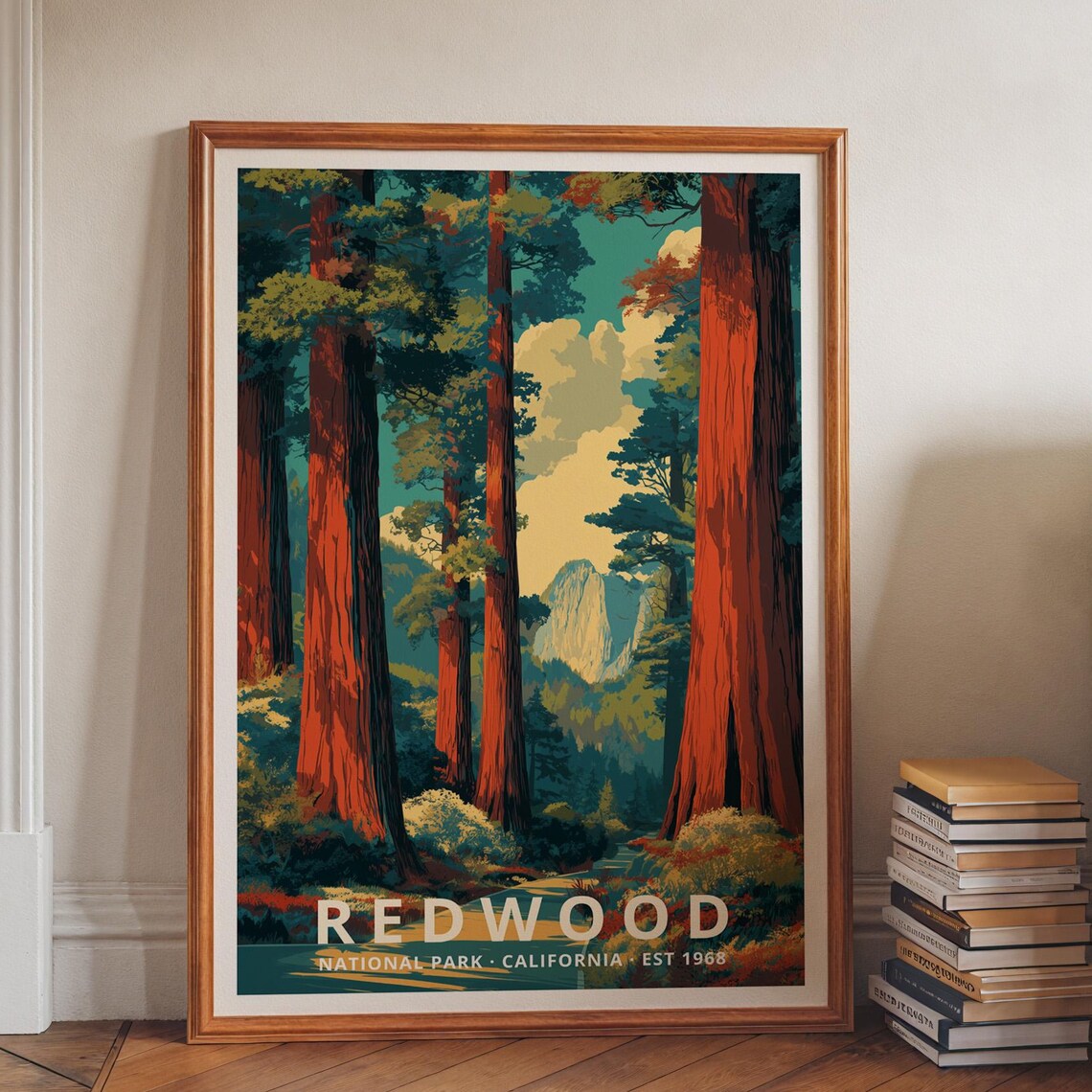 Redwood National Park Retro Travel Poster