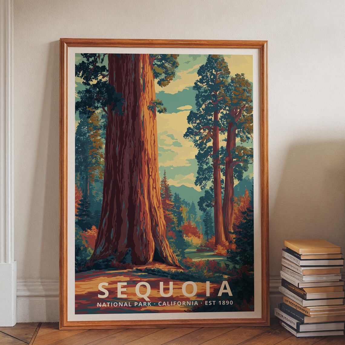 Sequoia National Park Retro Travel Poster