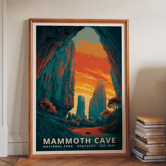 Mammoth Cave National Park Vintage Travel Poster Kentucky Cave Art