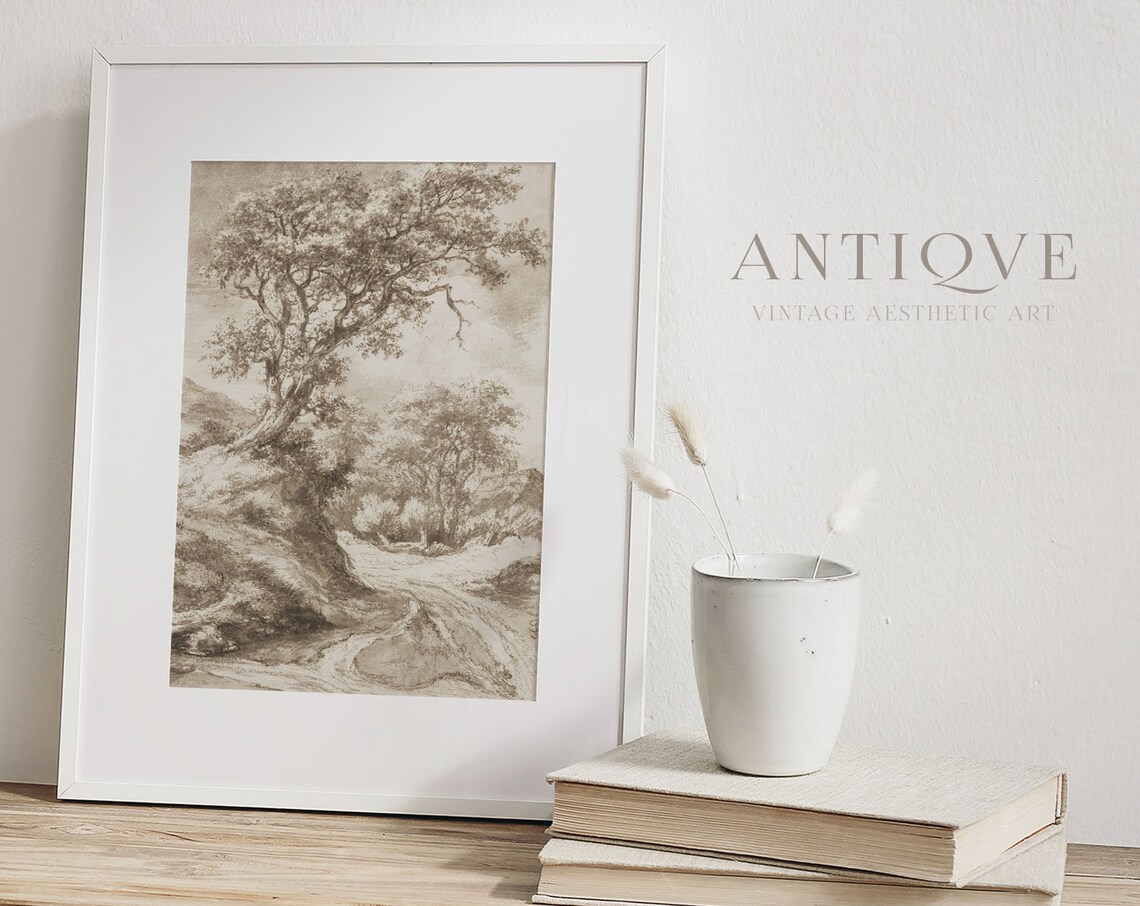 Vintage Forest Sketch Farmhouse Art Print
