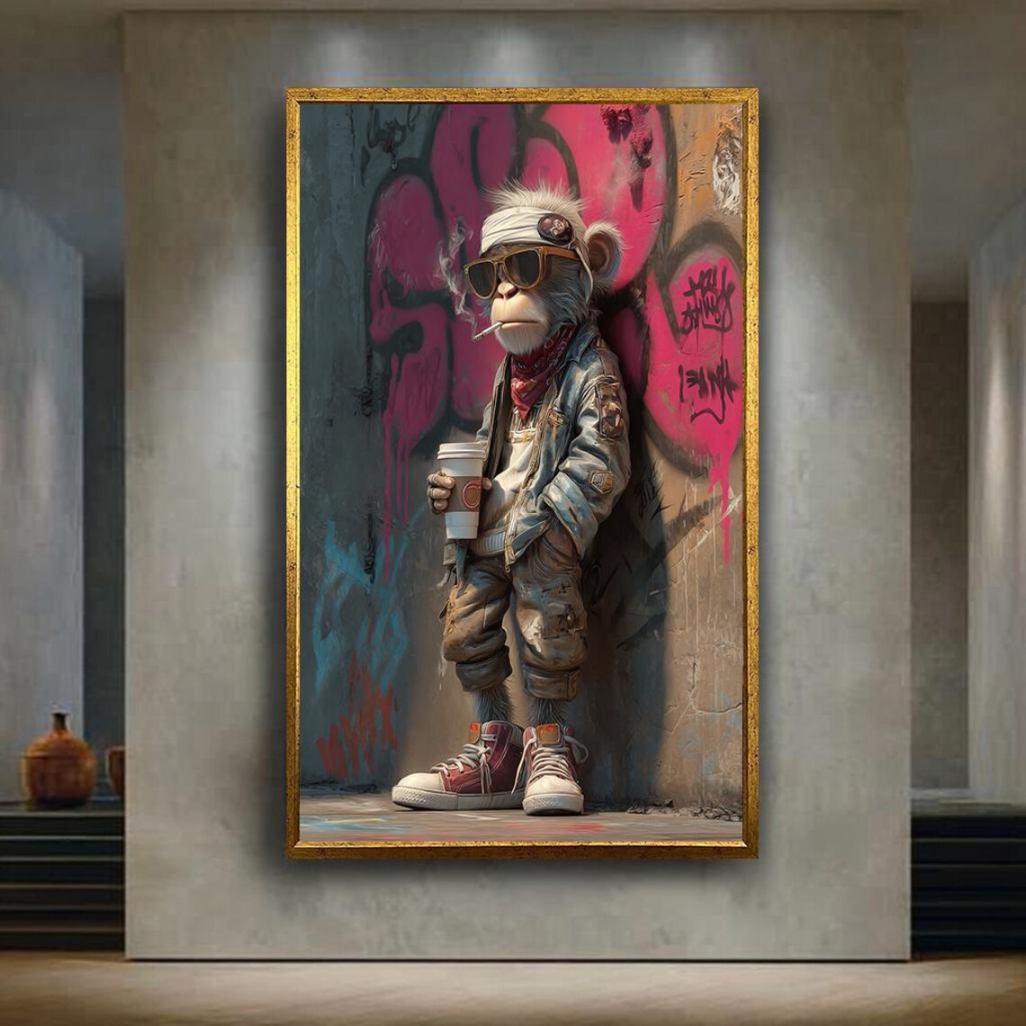 Street Style Monkey Urban Hip Hop Art Print
