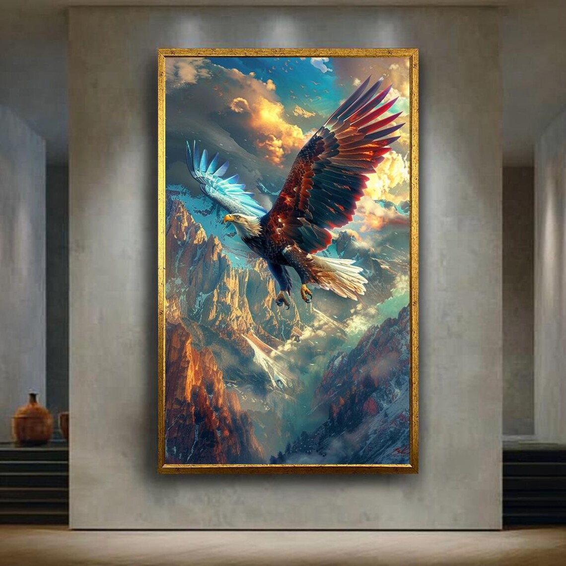Majestic Eagle Mountain Flight Art Print