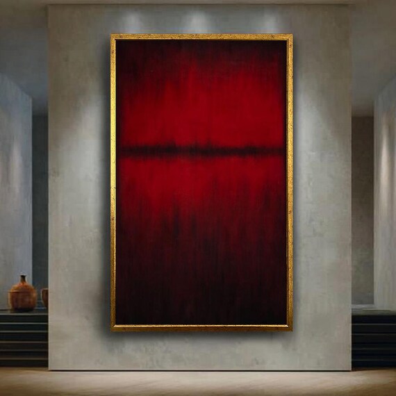 Dark Red Abstract Wall Art Print Minimalist Modern Poster Moody Color Field Painting Contemporary Artwork For Home Decor
