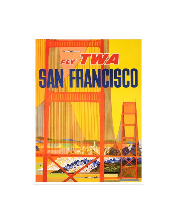 San Francisco Art Twa Travel Poster Golden Gate Bridge Print Xr2093a