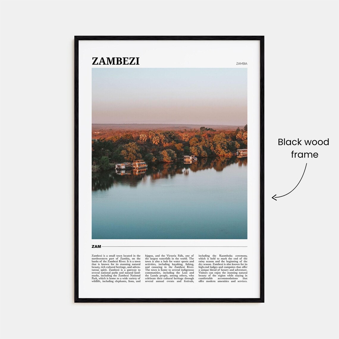 Zambezi Travel Poster, Zambia River Landscape - Image 2