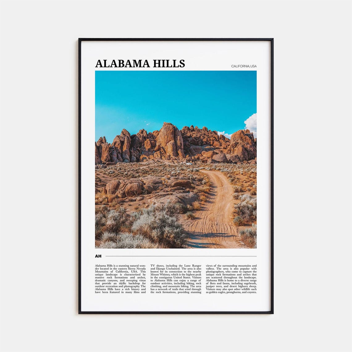 Alabama Hills Travel Poster Alabama Hills Wall Art Alabama Hills Poster Print Alabama Hills Photo Alabama Hills Decor California Usa
