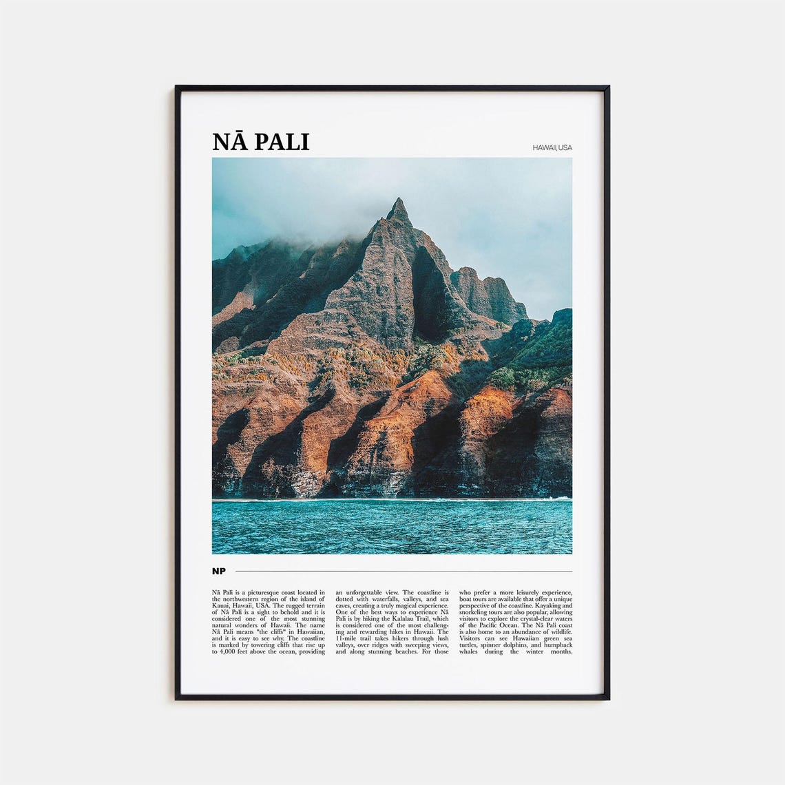 Na Pali Hawaii Dramatic Sea Cliffs Kauai Coastline Travel Poster
