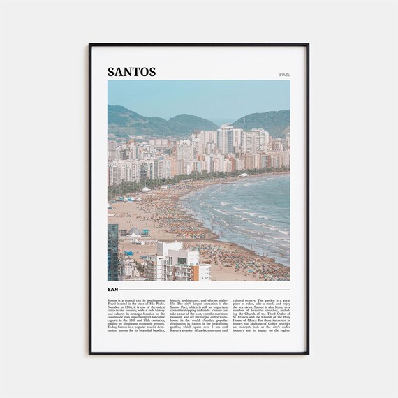 Santos Travel Poster, Brazil Wall Art Print