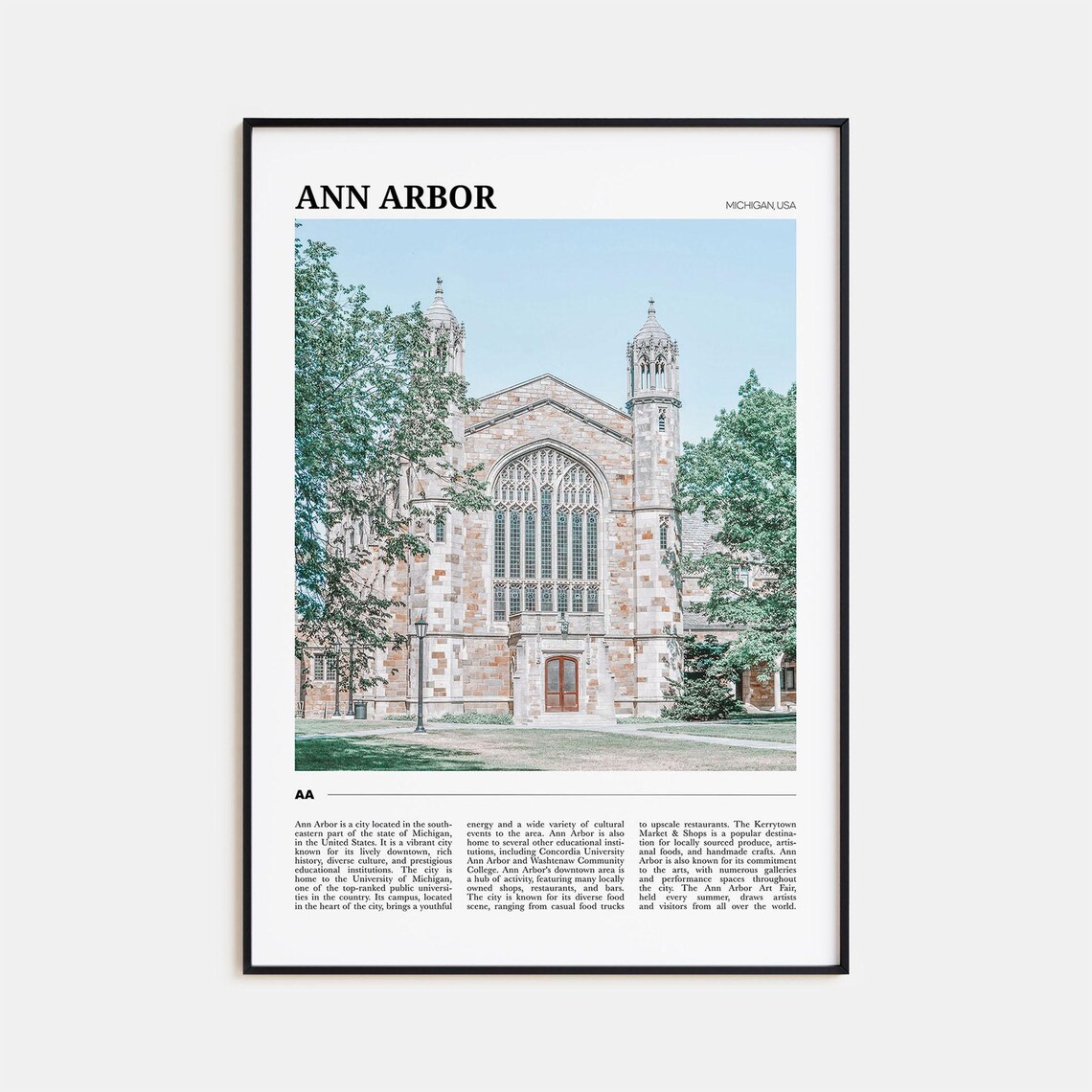 Ann Arbor Travel Poster, Michigan Travel Art Print
