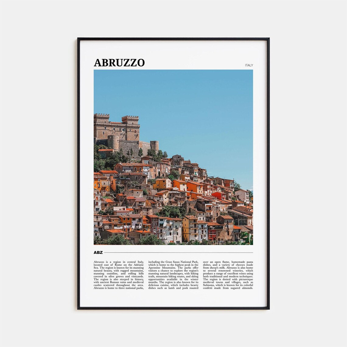 Abruzzo Travel Poster, Italy Travel Poster Print