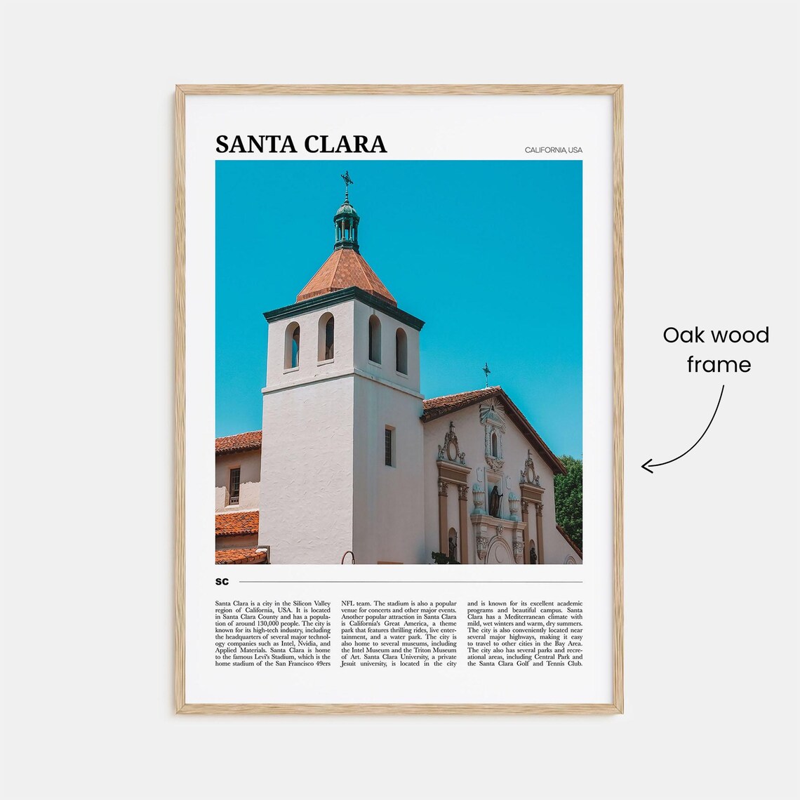 Santa Clara California Mission Church Historic Tower Travel Poster - Image 3