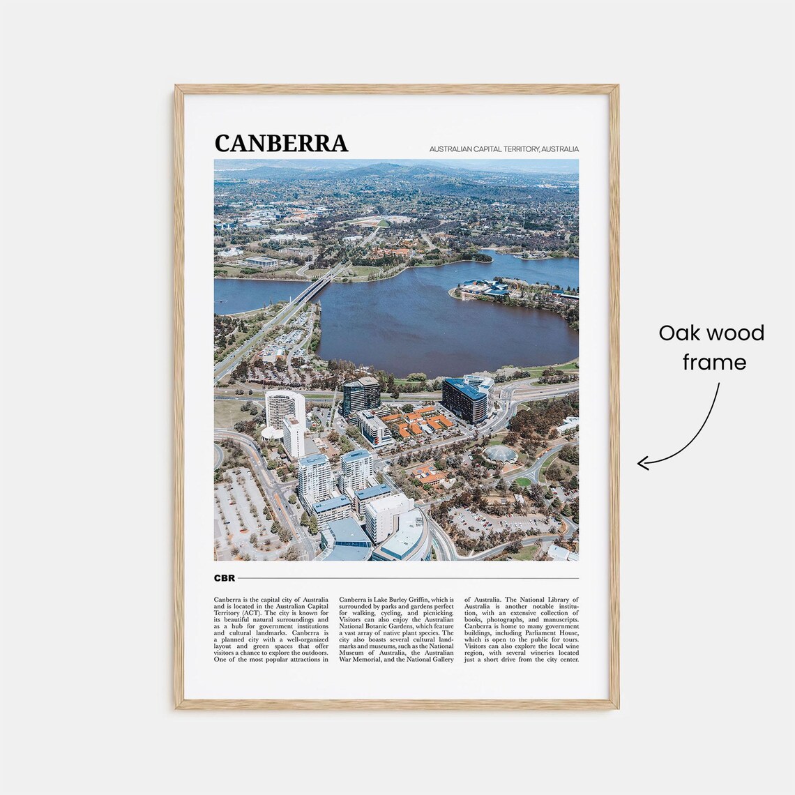 Canberra Australia Lake Burley Griffin Aerial City Photo Travel Poster - Image 3