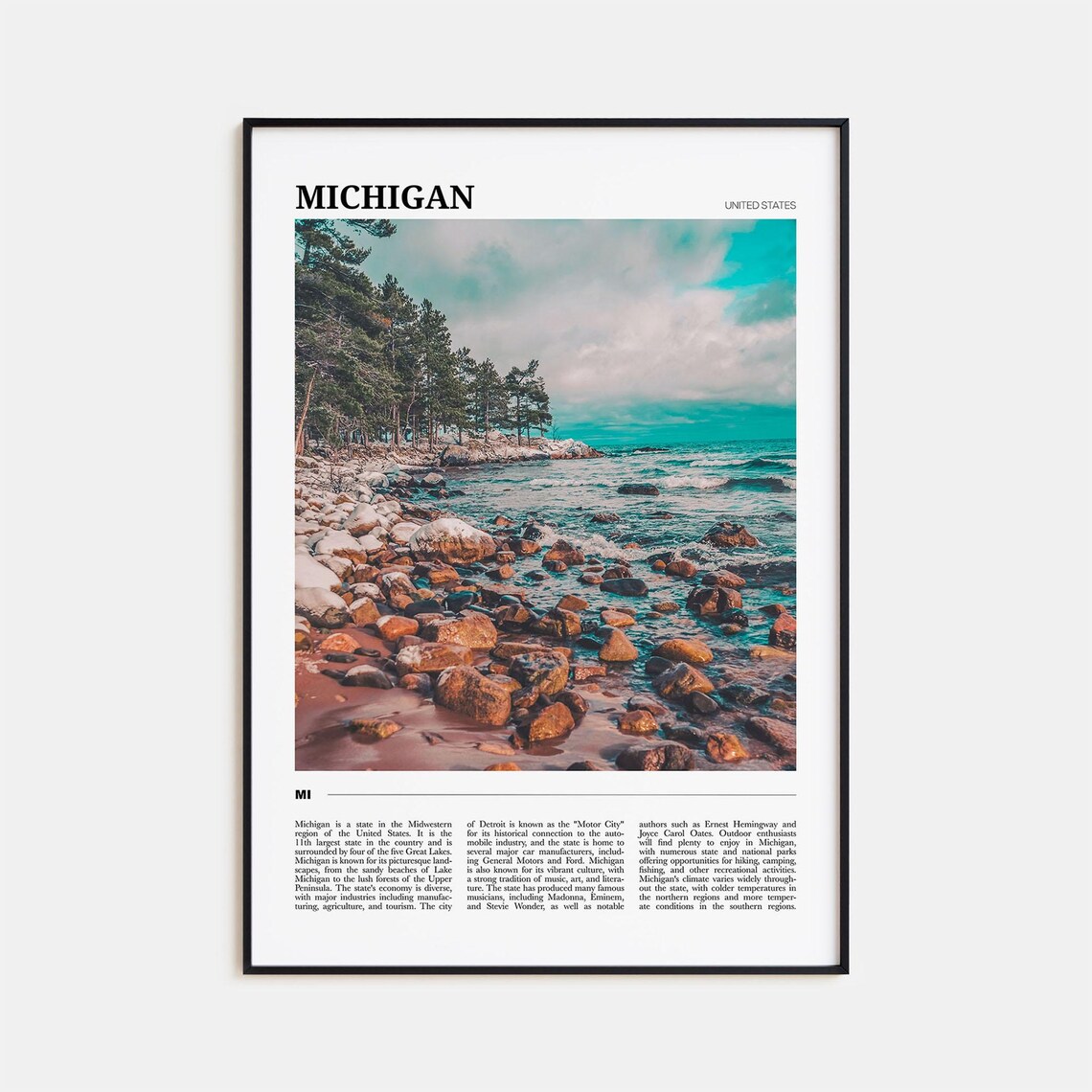 Michigan Travel Poster, USA Wall Art Print