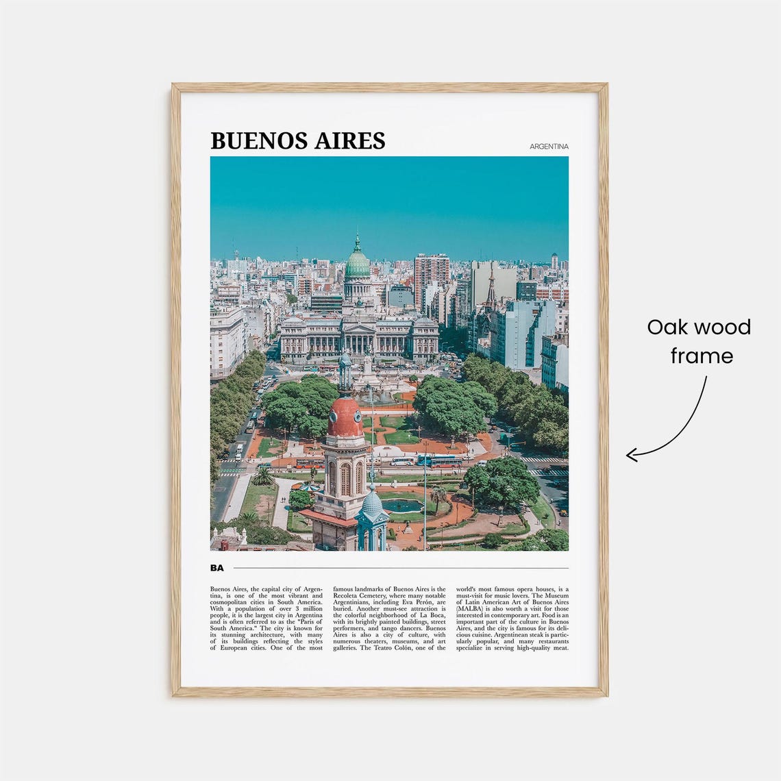 Buenos Aires Argentina Travel Poster Congress Building Plaza View - Image 3
