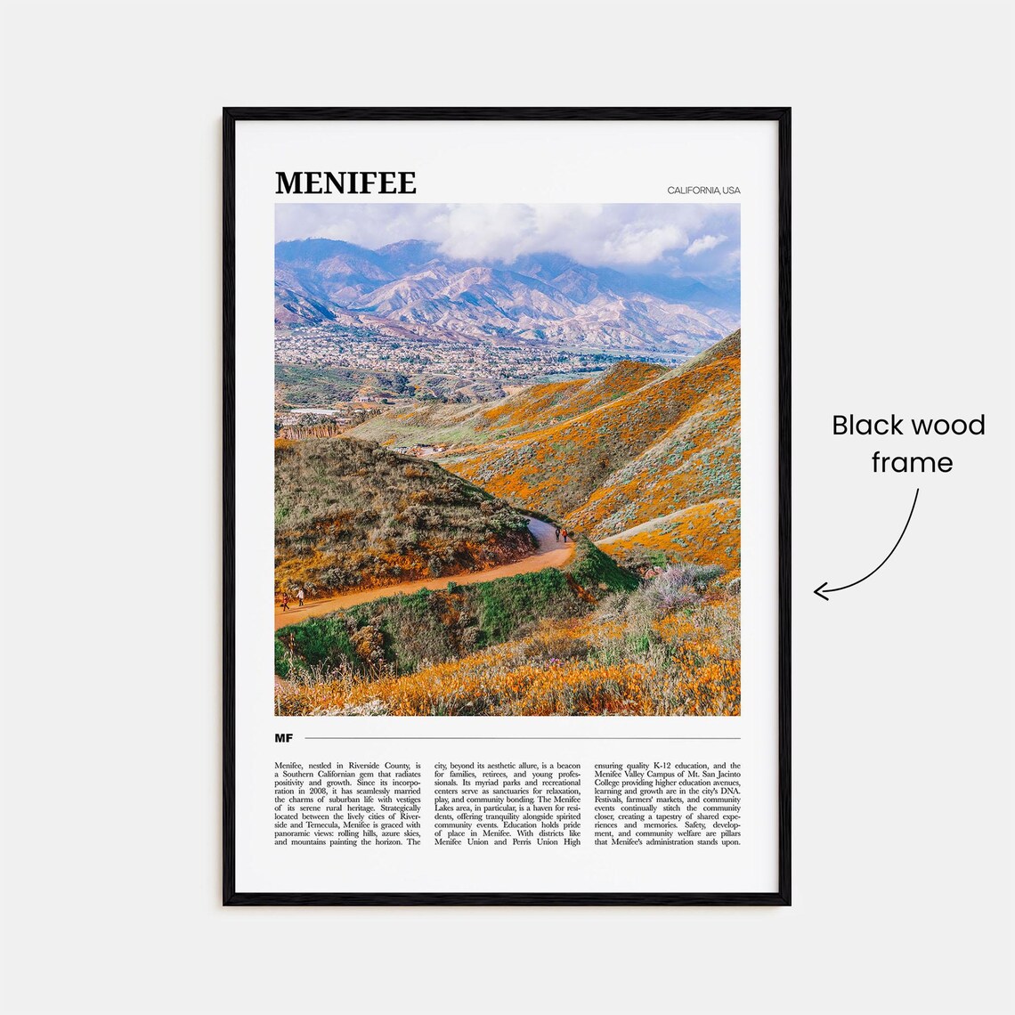 Menifee California Travel Poster Wildflower Hills Mountain Valley View - Image 2