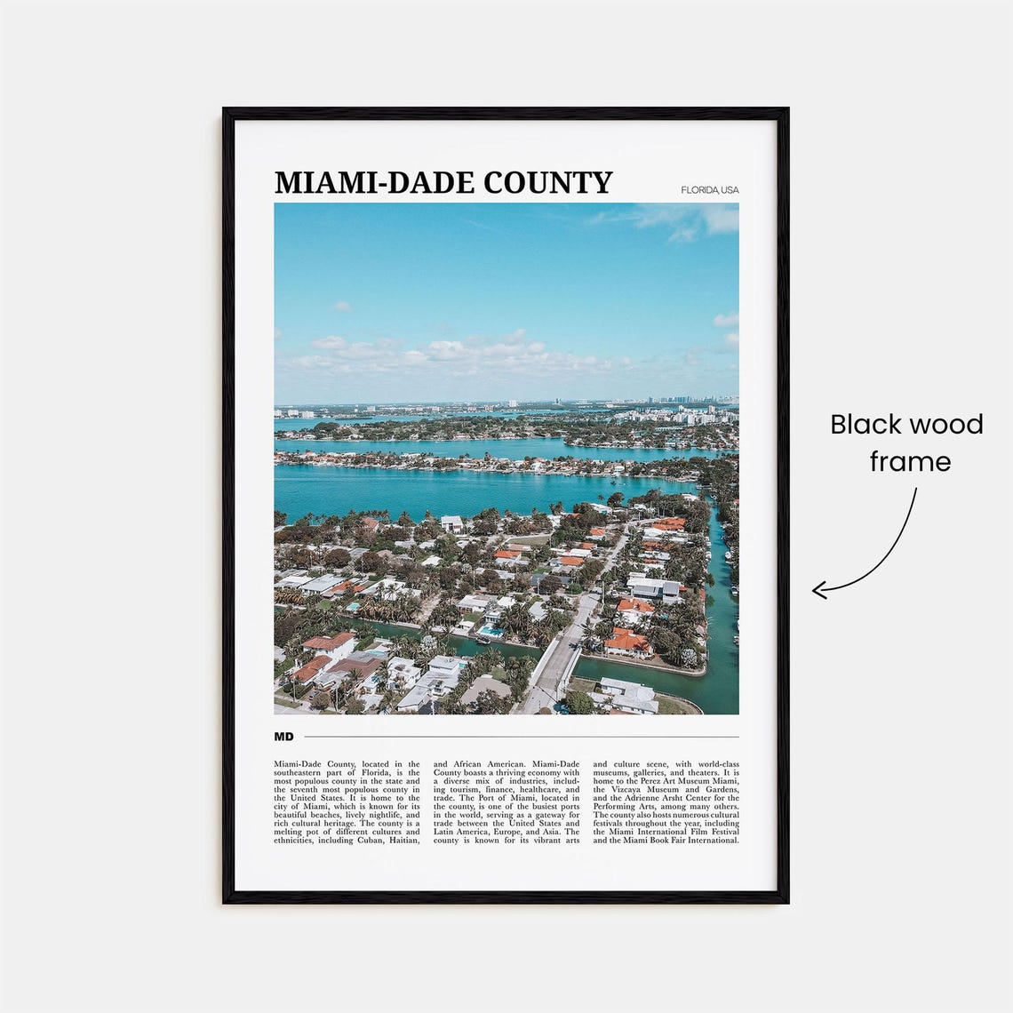 Miami Dade County Florida Aerial Photo Beach Homes Travel Poster - Image 2