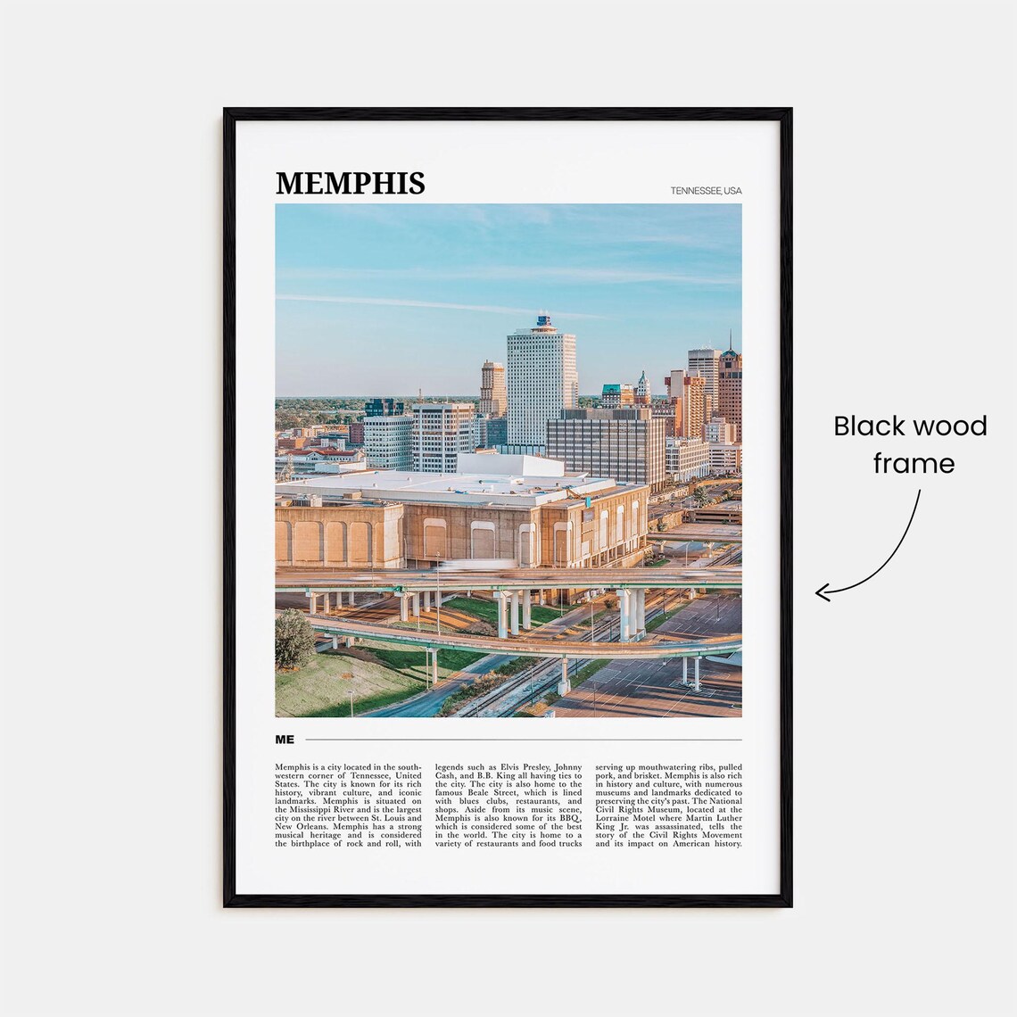 Memphis Tennessee Travel Poster Downtown Skyline Music City River View - Image 2