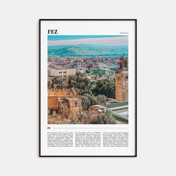 Fez Travel Poster Fez Wall Art Fez Poster Print Fez Photo Fez Decor Morocco