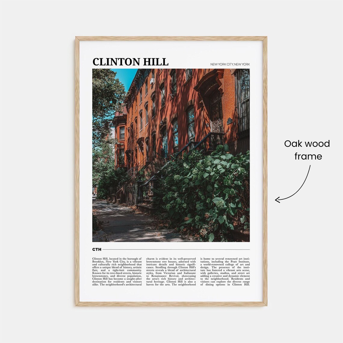 Clinton Hill Brooklyn Historic Brownstone Street Scene Travel Poster - Image 3