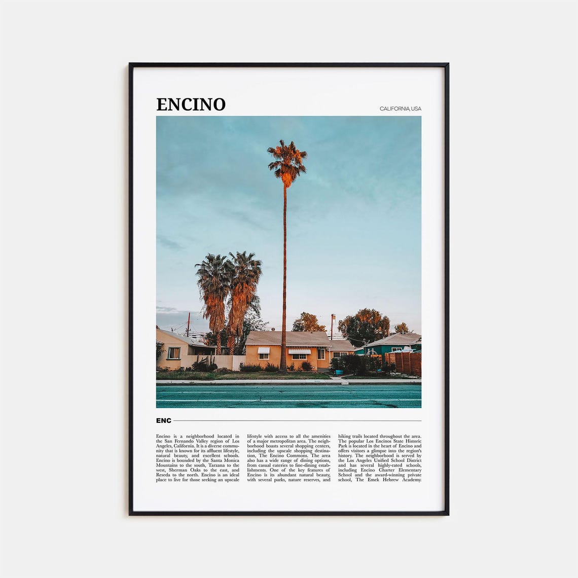Encino Travel Poster Encino Wall Art Encino Poster Print Encino Photo Encino Decor California Usa