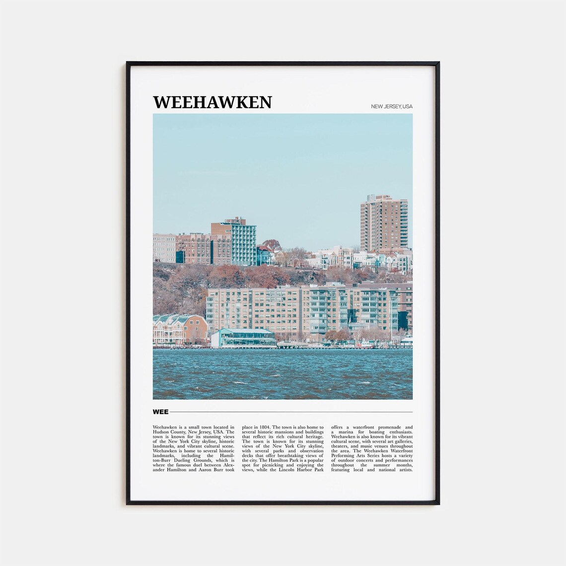 Weehawken Travel Poster, New Jersey Wall Art
