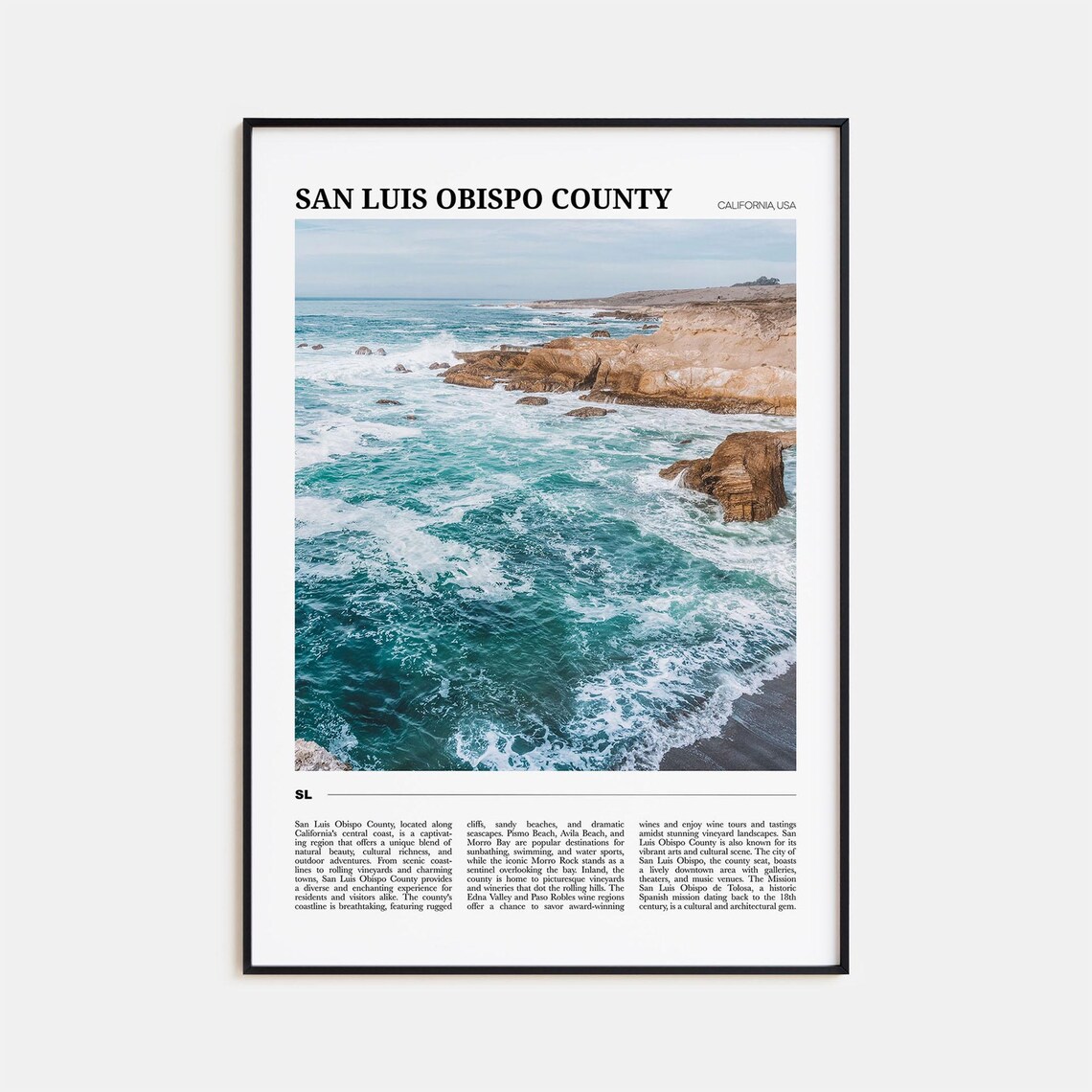 San Luis Obispo County Travel Poster, Wall Art Print