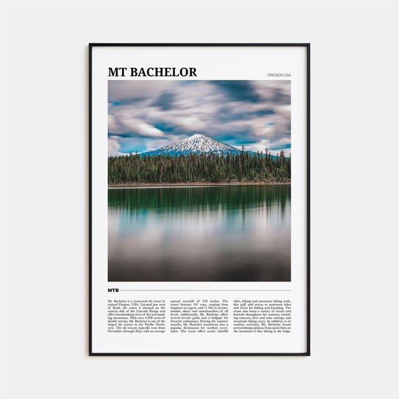 Mt Bachelor Travel Poster, Oregon USA Landscape