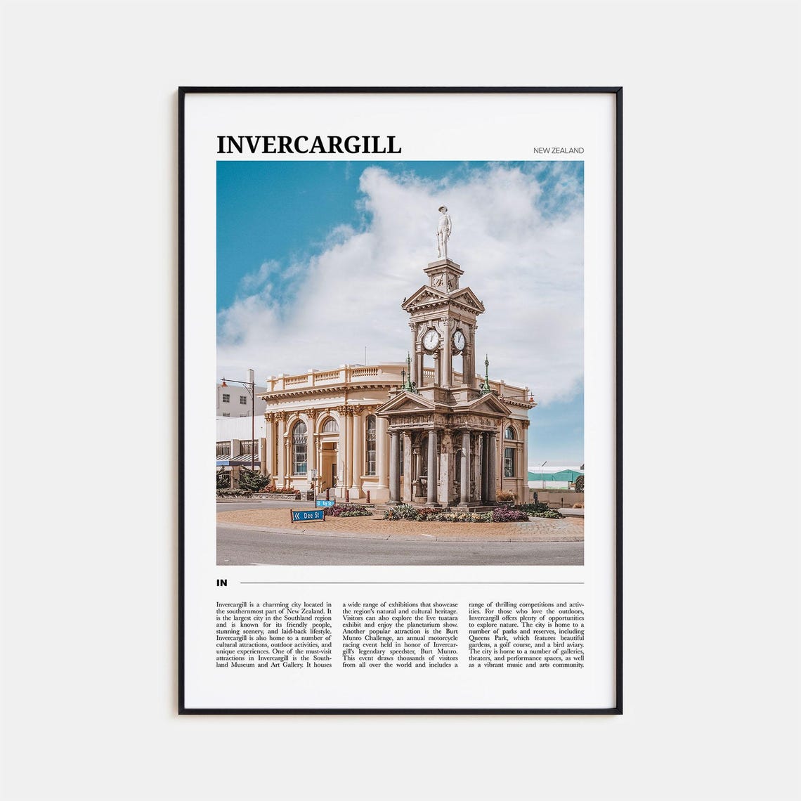 Invercargill New Zealand Victorian Historic Clock Tower Poster