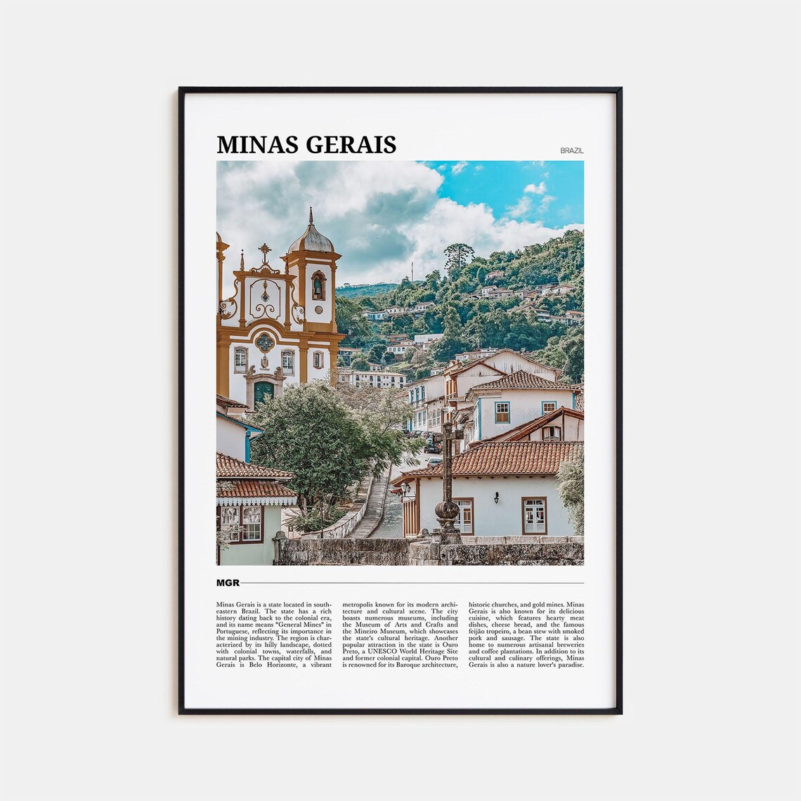 Minas Gerais Travel Poster, Brazil Wall Art Print