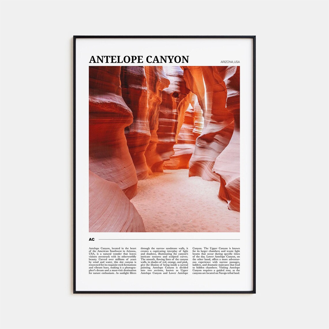 Antelope Canyon Arizona Slot Canyon Light Beams Travel Poster