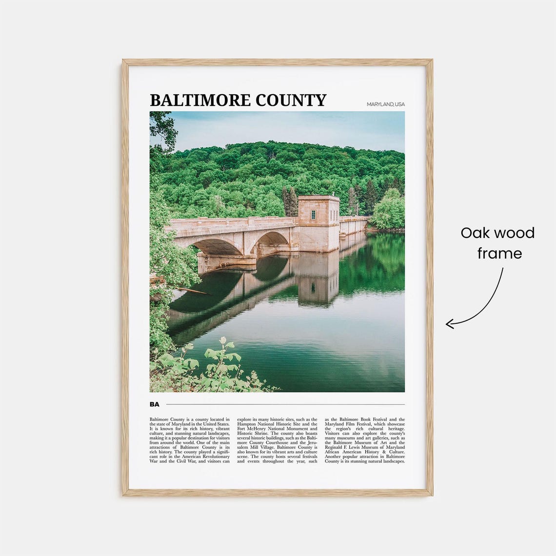 Baltimore County Maryland Stone Dam Reservoir Landscape Poster - Image 3