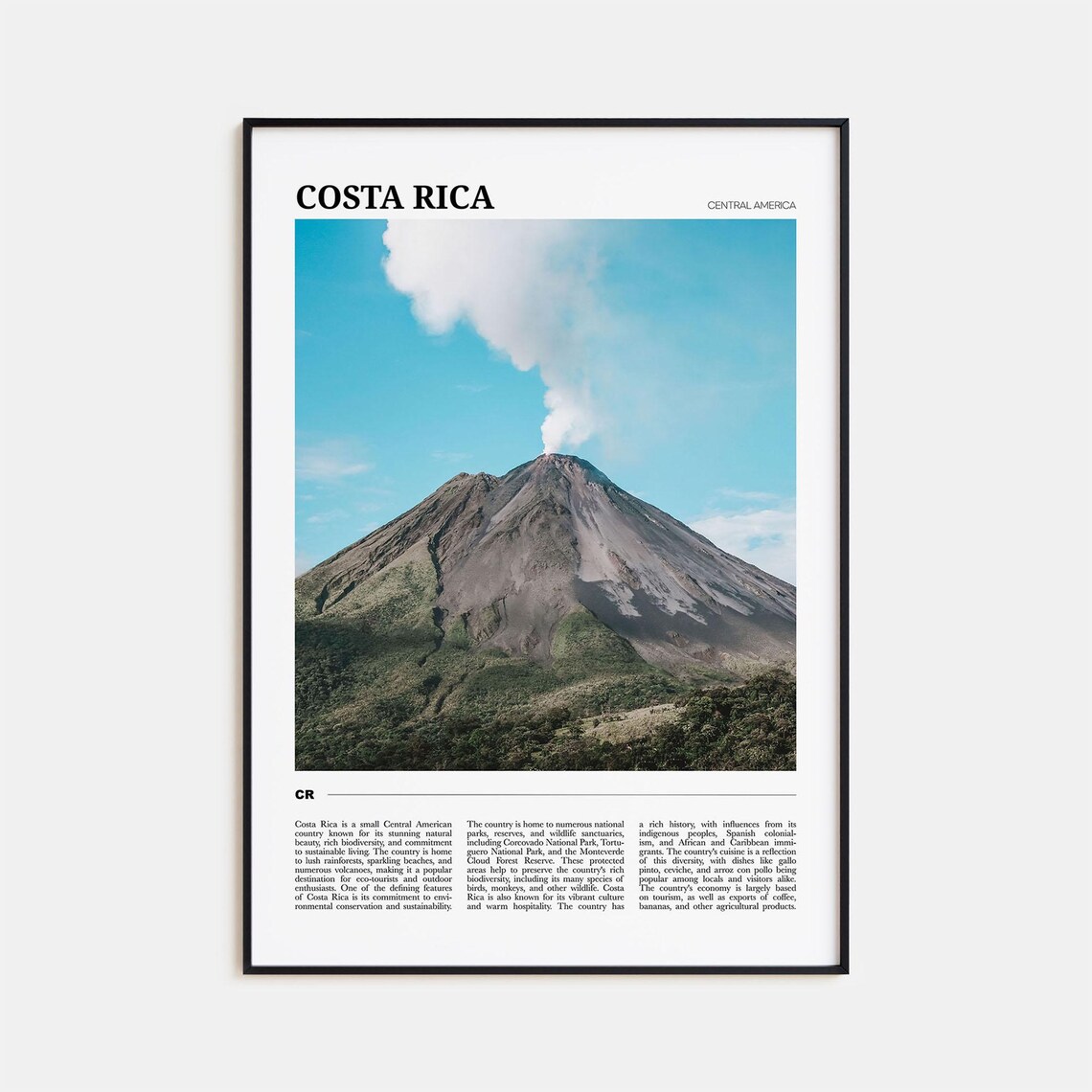 Costa Rica Wall Art Central America Travel Poster