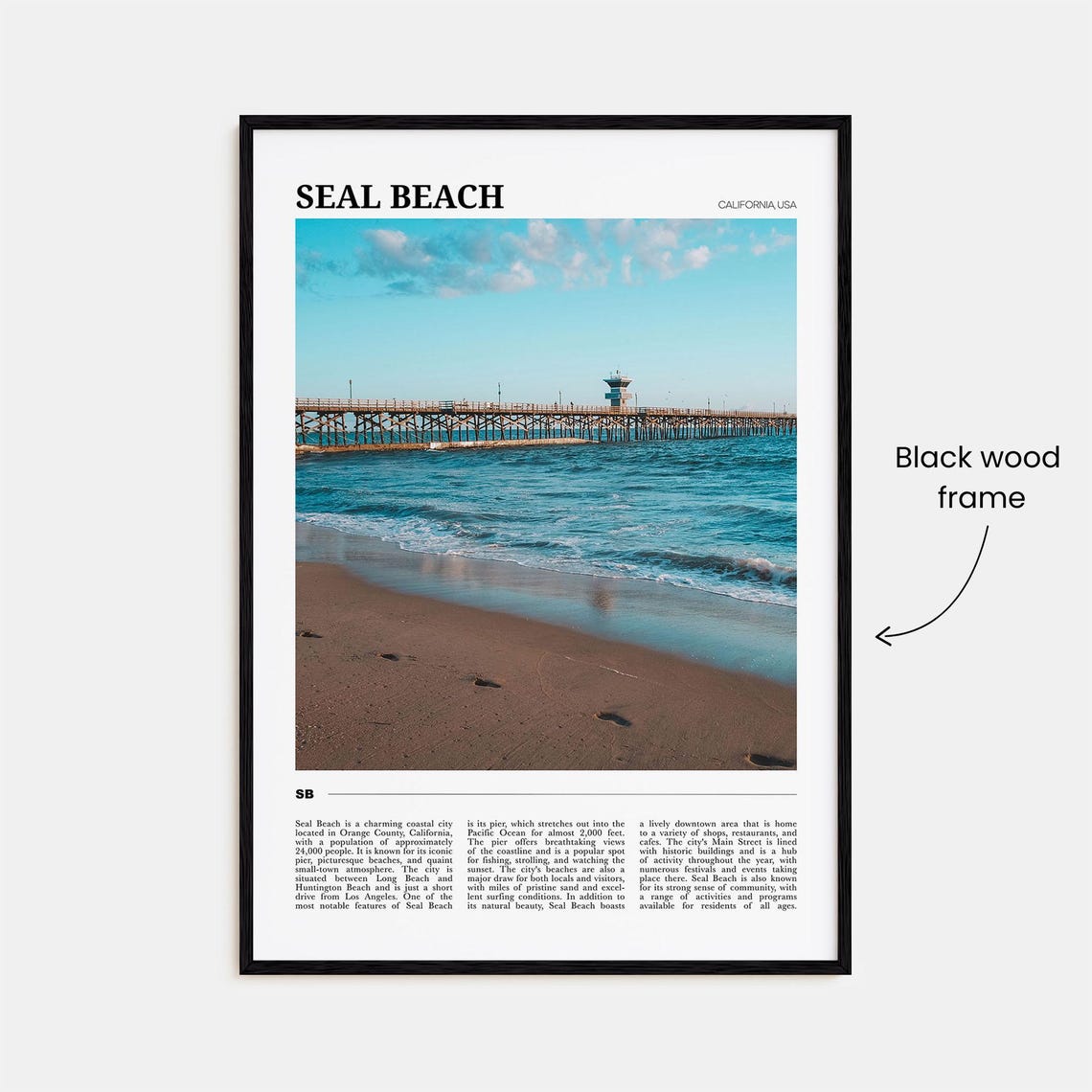Seal Beach California Pier Ocean Sunset View Travel Photo Poster - Image 2