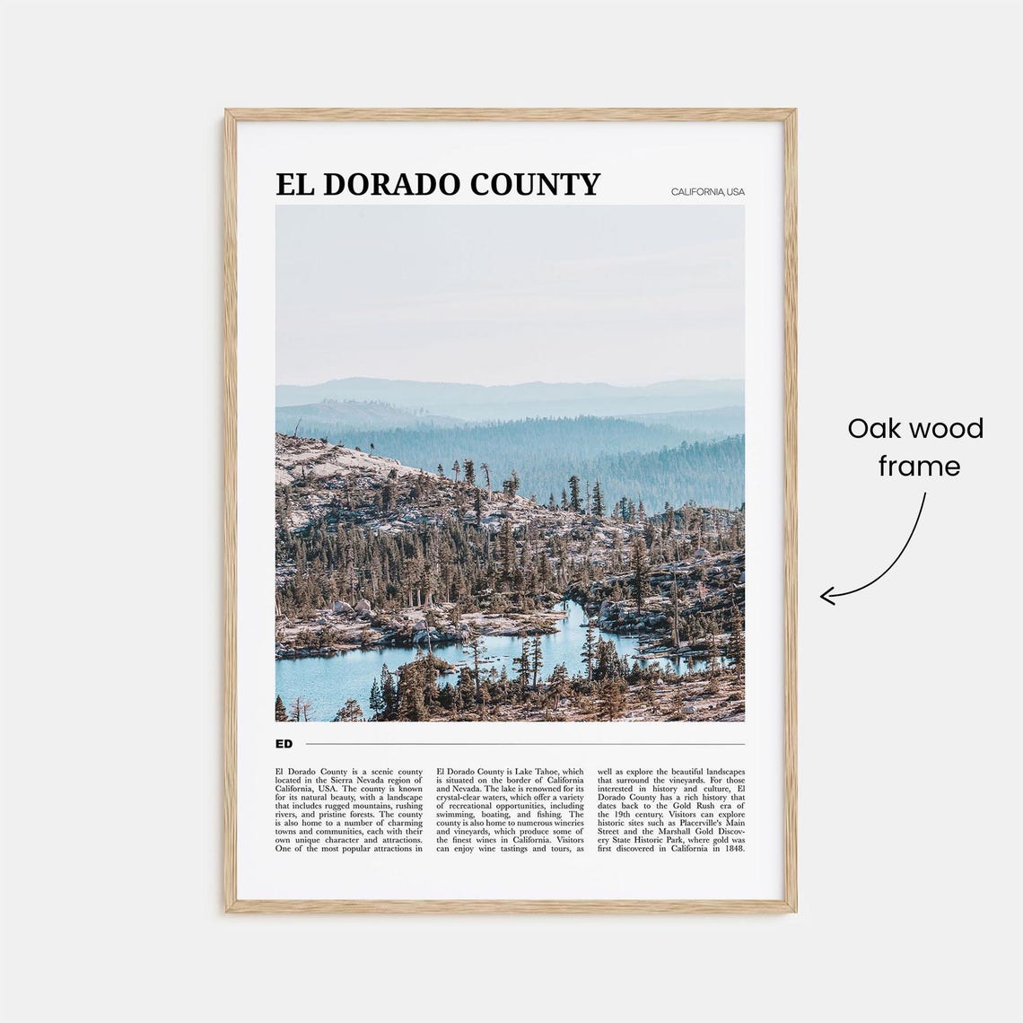 El Dorado County California Sierra Nevada Mountain Lake Poster - Image 3