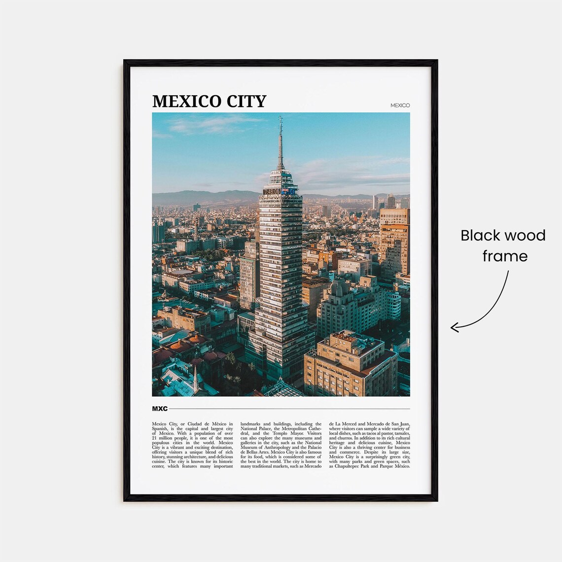 Mexico City Mexico Torre Latinoamericana Skyline Travel Photography Poster - Image 2