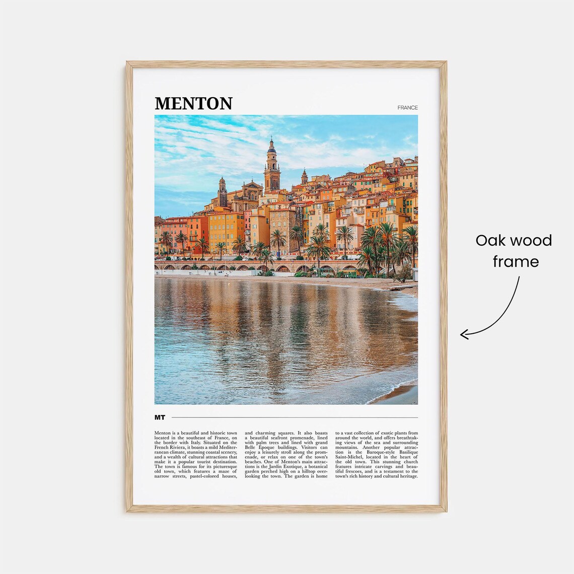 Menton France Travel Poster Riviera Old Town Harbor Reflection View - Image 3