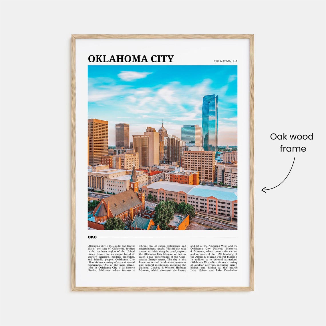 Oklahoma City Oklahoma Modern Downtown Skyline Travel Poster - Image 3