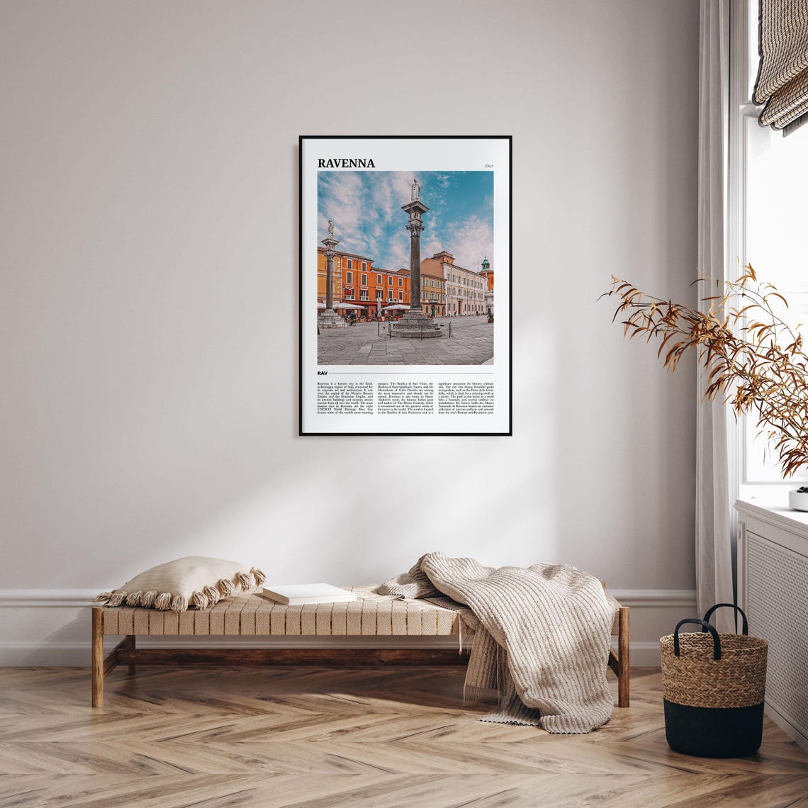 Ravenna Italy Historic Square Column Statues Cityscape View Poster - Image 4