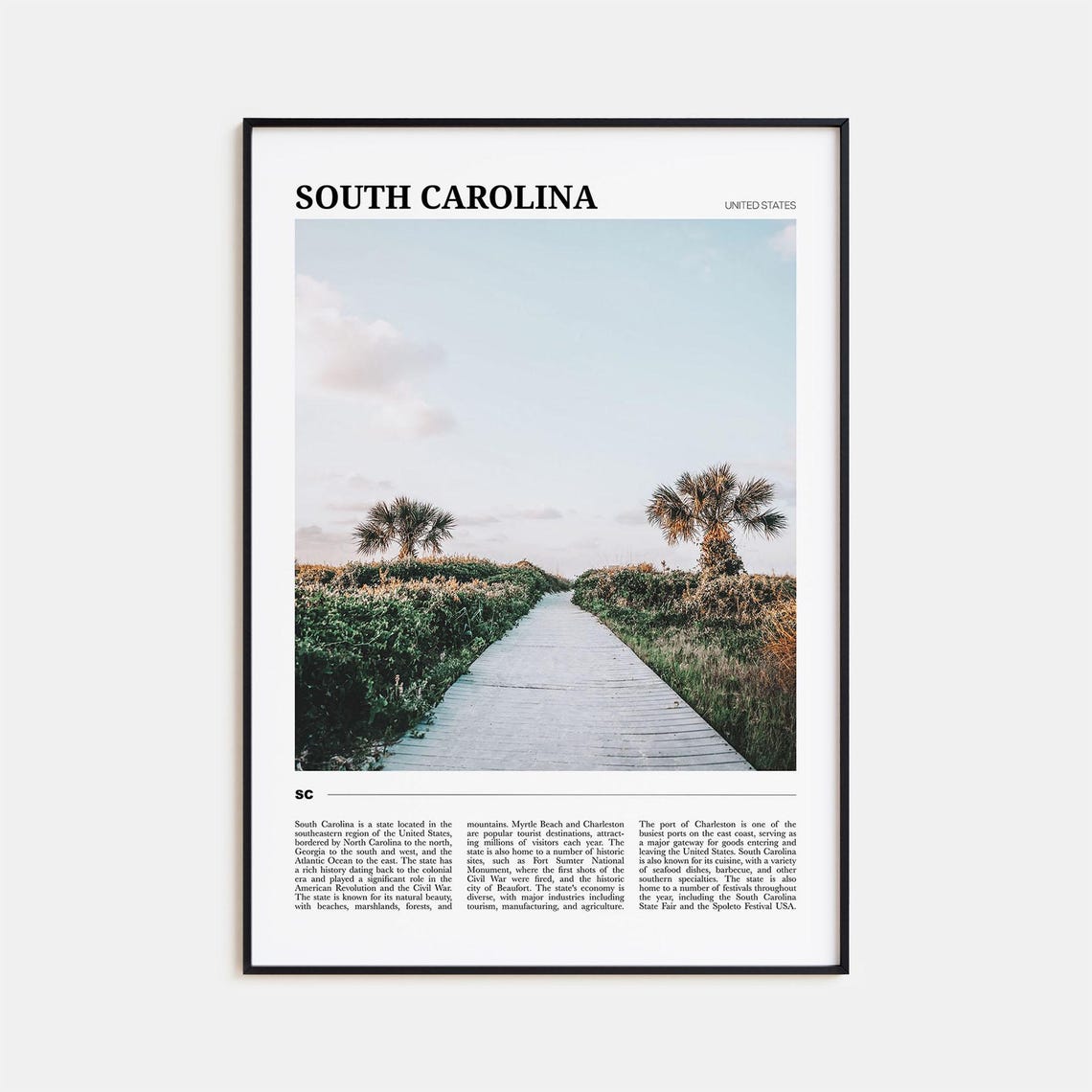 South Carolina Travel Poster No 1 South Carolina Wall Art South Carolina Poster Print South Carolina Photo South Carolina Decor Usa