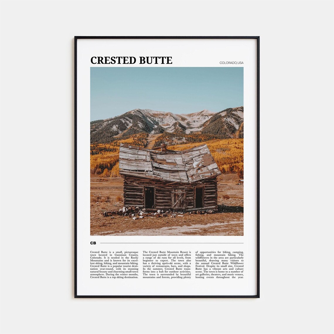 Crested Butte Travel Poster, Colorado USA