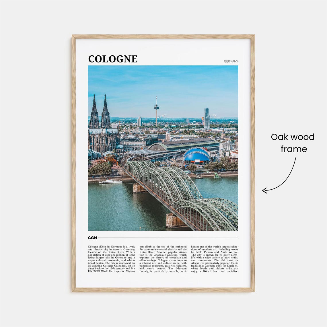 Cologne Germany Cathedral Rhine River Bridge Cityscape Travel Poster - Image 3