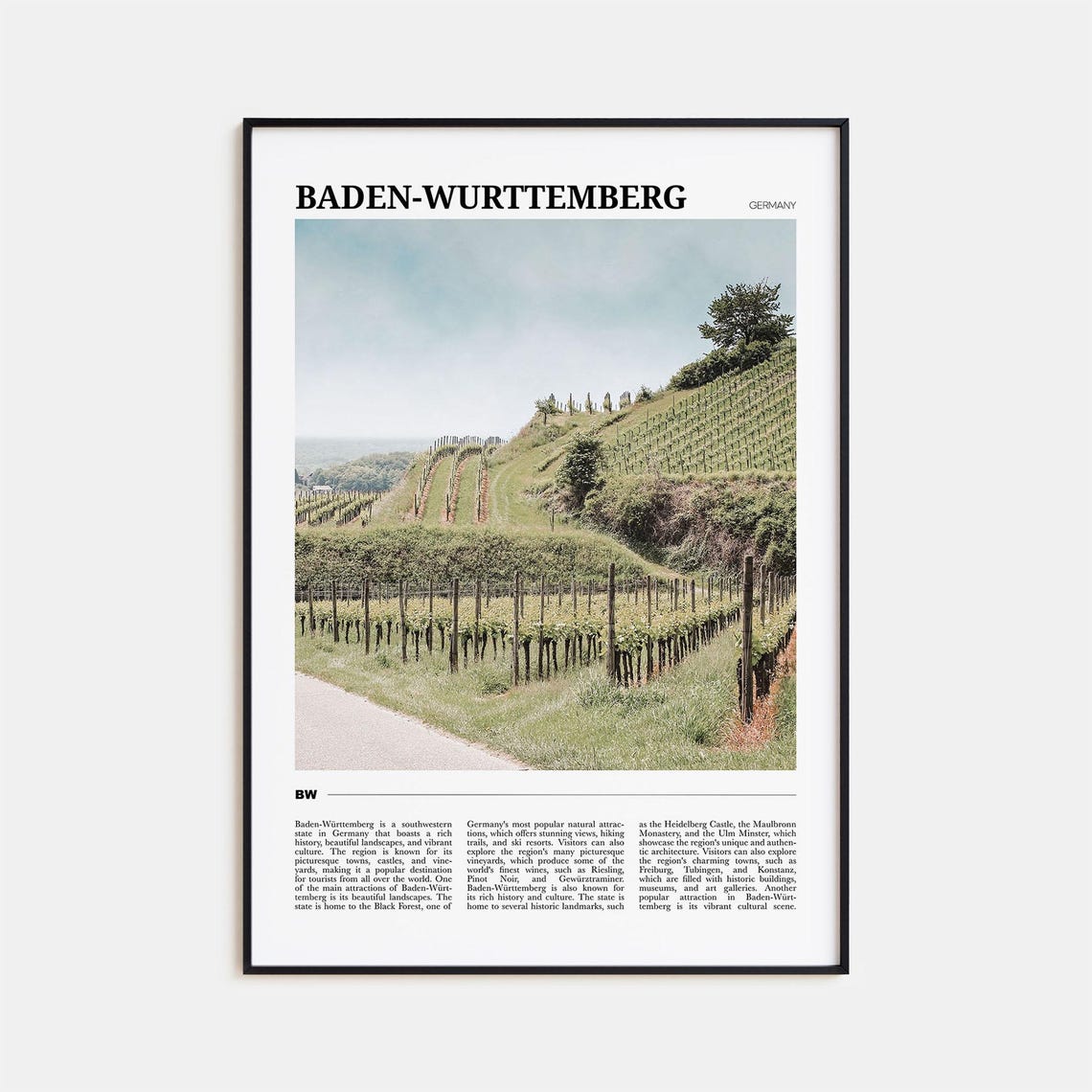 Baden Wurttemberg Germany Vineyard Hills Wine Country Travel Poster