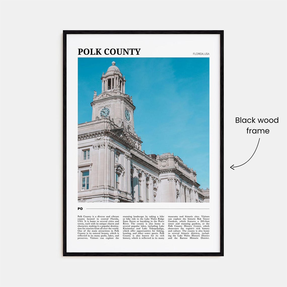 Polk County Florida USA Historic Courthouse Clock Tower Poster - Image 2