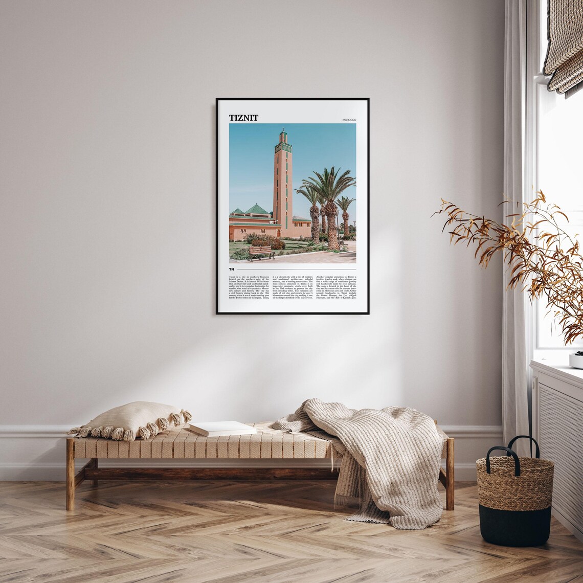 Tiznit Morocco Travel Poster Historic Mosque Minaret Palm Trees View - Image 4