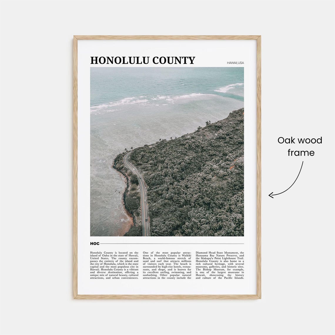 Honolulu County Hawaii Tropical Ocean Cliff Road Aerial Poster - Image 3