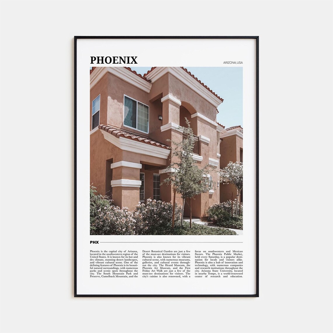 Phoenix Arizona USA Travel Poster With Stucco Building Photo