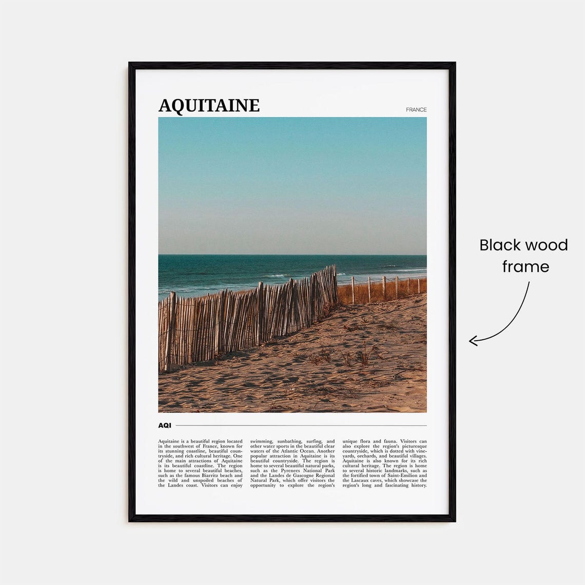 Aquitaine France Atlantic Dune Fence Beach Coastline View Poster - Image 2