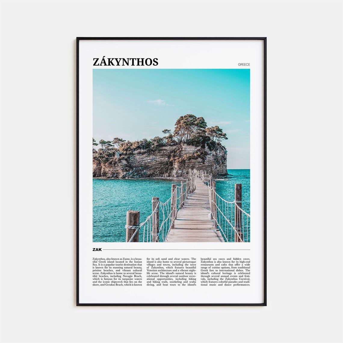 Zakynthos Photo Greece Wall Art Print