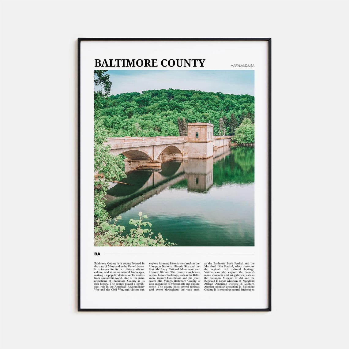 Baltimore County Maryland Stone Dam Reservoir Landscape Poster